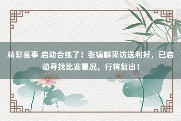 精彩赛事 启动合练了！张镇麟采访送利好，已启动寻找比赛景况，行将复出！