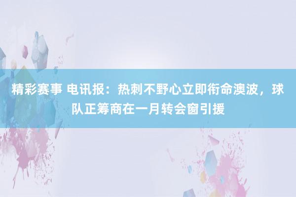 精彩赛事 电讯报：热刺不野心立即衔命澳波，球队正筹商在一月转会窗引援