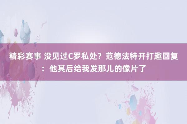 精彩赛事 没见过C罗私处？范德法特开打趣回复：他其后给我发那儿的像片了