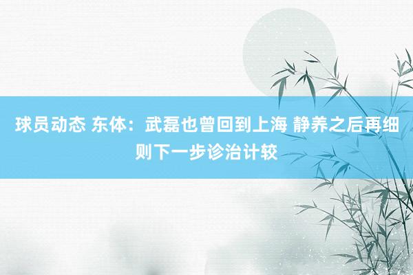 球员动态 东体：武磊也曾回到上海 静养之后再细则下一步诊治计较